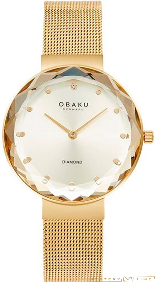 Часы датские наручные женские кварцевые на браслете Obaku V300LXGGMG